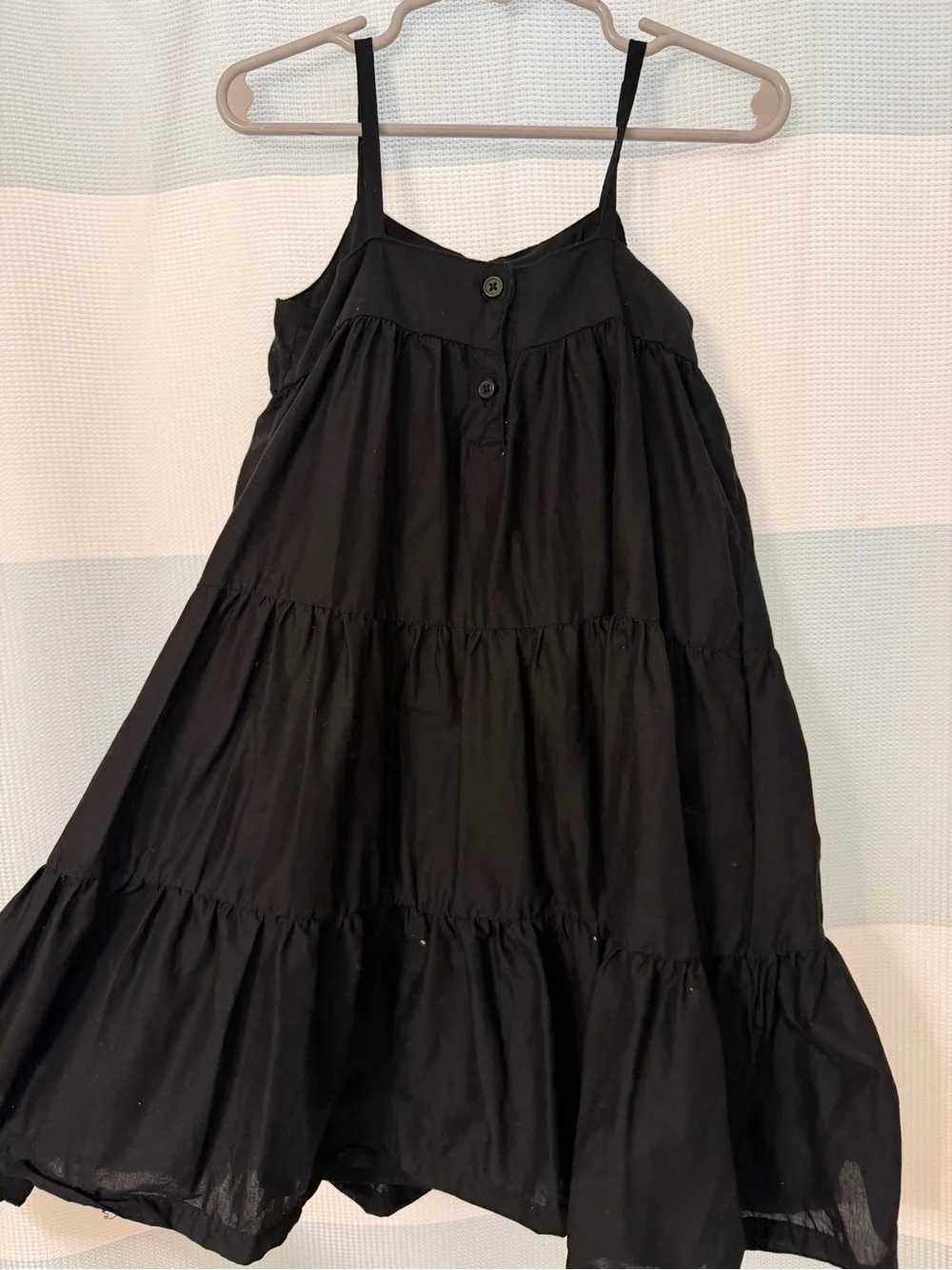 Old Navy Black Tiered Sundress with White Embroidered Yoke
